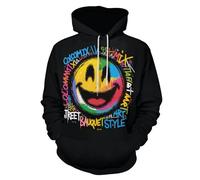 CUAXINHM Sweat à capuche unisexe avec motif smiley et graffiti avec poche avant, pull doux pour un style décontracté et un confort quotidien, multicolore, L