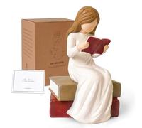 Cuayaes Lire Statue Decoration Interieur Salon Bureau, Idee Cadeau pour Femme Les Amateurs de Livres, Diplômés, Étudiants, Enseignants, Statuette Decoration Maison en Résine Peintes à la Main