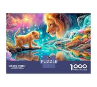 Cub Rencontre la réflexion du Lion dans Le Flux Puzzle De 1000 Pièces Le Lion Excellent Cadeau pour Personnes Âgées, Seniors, Adultes Et Enfants 38x26cm/1000pcs