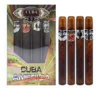 CUBA AMERICA SET 4 x 35 ml pour Homme Coffret Cadeau 4 x 35 ml Eau de Toilette Vert, Marron, Gris, Noir
