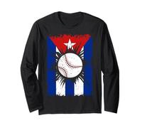 Cuba Flag Baseball Cuban Heritage Manche Longue