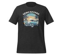 Cuba Havana Classic Cars Vintage Design T-shirt unisexe adulte, Gris foncé, XL