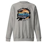Cuba Havana Vintage Classic Cars Palm Trees Sweat-shirt unisexe pour adulte, Anthracite, S
