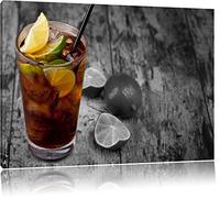 Cuba Libre noir avec beaucoup de chaux / blanc Taille: 80x60 sur toile, énorme XXL Photos complètement encadrée avec civière, art impression sur murale avec cadre, moins cher que la peinture ou la peinture à l'huile, aucune affiche ou un poster