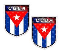 Cuba Lot de 2 autocollants en vinyle pour pare-chocs Motif bouclier Cuba 75 mm