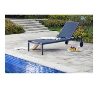 CONCEPT USINE - Lot de 2 Transats Inclinables en Aluminium Design Épuré Cuba Noir - Déplacement Facile 2 roulettes - Jardin, Terrasse, Bains De Soleil - Résistant, Waterproof, Pratique