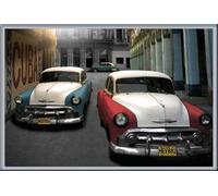 Cuba - Poster - Oldtimer + cadre amovible, Shinsuke® Maxi aluminium argenté, vitre acrylique