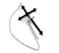 Cubahop 1 paire de boucles d'oreilles noires en forme de croix gothique, dandy exagération, boucles d'oreilles goutte à goutte d'huile, bijoux cadeau pour femmes et filles