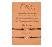 Cubahop 2PCS noir rose promesse Bracelets tortue soleil lune amour cire ligne Bracelet tissé meilleur ami main accessoires pour femmes et filles (AA)