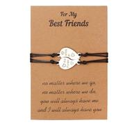 Cubahop 2PCS Simple Black Sister Bracelets coeur Wax Line tissé Bracelet Best Friend main accessoires pour les femmes et les filles (AA)
