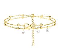 Cubahop bohème double plage infini amitié chaîne de pied perles chaîne de pied d'été accessoires de pied femmes et filles bijoux (Or)