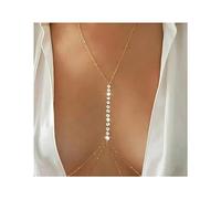 Cubahop cristal scintillant poitrine chaîne soutien - gorge chaîne bikini sangle Body Chain Summer Beach night club bijoux réglables pour les femmes et les filles (Argent)