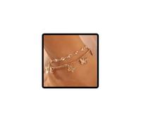 Cubahop double couche papillon cheville scintillant cristal bracelet cheville Summer footaccessories femme et fille bijoux (Or)
