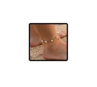 Cubahop double couche plage Glitter cristal bracelet cheville été pied accessoires femmes et filles bijoux (Or)