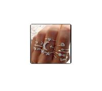 Cubahop Ensemble de Bagues Gothiques Kunckle Anneaux Ajustables Knuckle Anneau Set pour les Femmes, Métal, Cristal