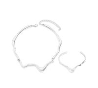 Cubahop Ensemble de colliers ras du cou en métal de lave irrégulière, collier jonc réglable, accessoire pour femme, taille unique, Métal, Pas de gemme