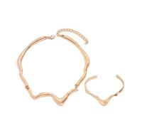 Cubahop Ensemble de colliers ras du cou en métal de lave irrégulière, collier jonc réglable, accessoire pour femme, taille unique, Métal, Pas de gemme