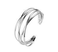 Cubahop Layered Open Metal Cross bracelet lisse pour les femmes et les filles (Argent)