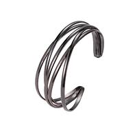 Cubahop Layered Open Metal Cross bracelet lisse pour les femmes et les filles (Noir)