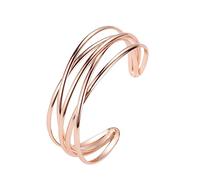 Cubahop Layered Open Metal Cross bracelet lisse pour les femmes et les filles (Or Rose)