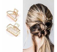 Cubahop Lot de 2 pinces à cheveux carrées antidérapantes dorées pour femme et fille
