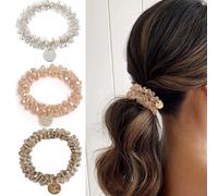 Cubahop Lot de 3 élastiques à cheveux avec perles en cristal pour queue de cheval - Accessoires pour cheveux pour femme