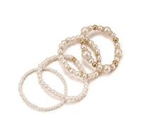 Cubahop Lot de 4 bracelets élastiques réglables en perles de sphère pour femme