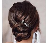 Cubahop Lot de 5 épingles à cheveux dorées en cristal pour mariée - Pour femme et fille