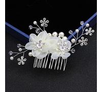 Cubahop Peigne à cheveux en forme de fleur pour mariée - Argenté - Accessoires de cheveux en cristal et strass - Pour femme et fille