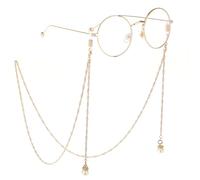 Cubahop Twisted Pearl lunettes de soleil chaîne simple cristal perles lunettes chaîne accessoires lunettes femme et fille decor (C-Or)