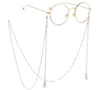 Cubahop Twisted Pearl lunettes de soleil chaîne simple cristal perles lunettes chaîne accessoires lunettes femme et fille decor (C-Argent)