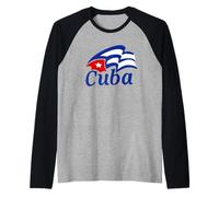 Cuban Flag Caribbean Island Tropical Vacation Gift Manche Raglan