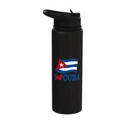 Cuban Flag Cuba Design Miami Spanish Cuban Stainless Steel Insulated Water Bottle