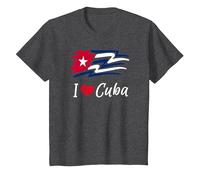 Cuban Flag Cuba Miami Cubano Spanish Cuban T-Shirt, Enfant, Chiné Foncé, 12 Ans