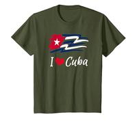 Cuban Flag Cuba Miami Cubano Spanish Cuban T-Shirt, Enfant, Olive, 12 Ans