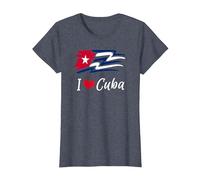 Cuban Flag Cuba Miami Cubano Spanish Cuban T-Shirt, Femme, Bleu Chiné, L