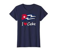 Cuban Flag Cuba Miami Cubano Spanish Cuban T-Shirt, Femme, Bleu Marine, XXL