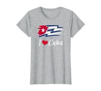 Cuban Flag Cuba Miami Cubano Spanish Cuban T-Shirt, Femme, Gris Chiné, S
