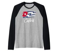Cuban Flag Cuba Miami Spanish Cuban Roots Manche Raglan