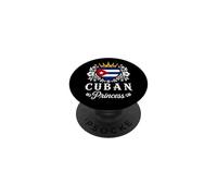 Cuban Princess Cuba Flag Proud Cuban Girl PopSockets PopGrip Adhésif