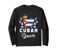 Cuban Queen Cuba Flag Proud Cuban Woman Manche Longue