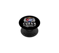 Cuban Queen Cuba Flag Proud Cuban Woman PopSockets PopGrip Adhésif