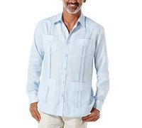 Cubavera Guayabera Quatre Poches 100% Lin (Taille S-5X Grande) Chemise à Bouton Bas, Cachemire-Bleu, XXL Homme