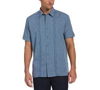 Cubavera Chemise boutonnée à Manches Courtes en Chambray brodé pour Homme, Infroissable, col Pointu, Tissu Doux Respirant, Dress Blues, 4XL (Grand) (Haut)