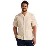 Cubavera Chemise Guayabera brodée à col Camp pour Homme, Ivoire, L