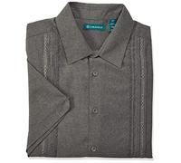 Cubavera Embroidered Chambray Short Sleeve Casual Shirt Classic Fit with Button-Down (Available in Big & Tall) Chemise, Gris, 4XL Haut Homme