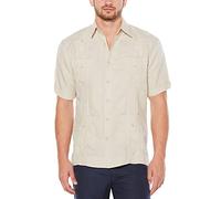 Cubavera Chemise Guayabera à Manches Courtes brodée à Quatre Poches, Lin Naturel, L Homme