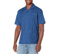 Cubavera Guayabera Chemise brodée à Manches Courtes et boutonnée pour Homme, Coupe Confortable (Taille S à 5X Grande et Grande), Delft, XX-Large