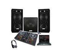 Cube 1512 pack sono amplifié 2800w + controleur party mix numark + caisson 800w pa dj sono light led