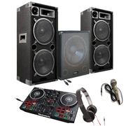 CUBE 1512 PACK SONO AMPLIFIÉ 2800W + CONTROLEUR PARTY MIX NUMARK + CAISSON 800W PA DJ SONO LIGHT LED
